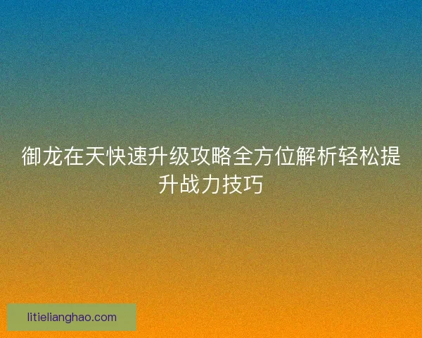 御龙在天快速升级攻略全方位解析轻松提升战力技巧