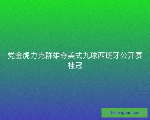 党金虎力克群雄夺美式九球西班牙公开赛桂冠